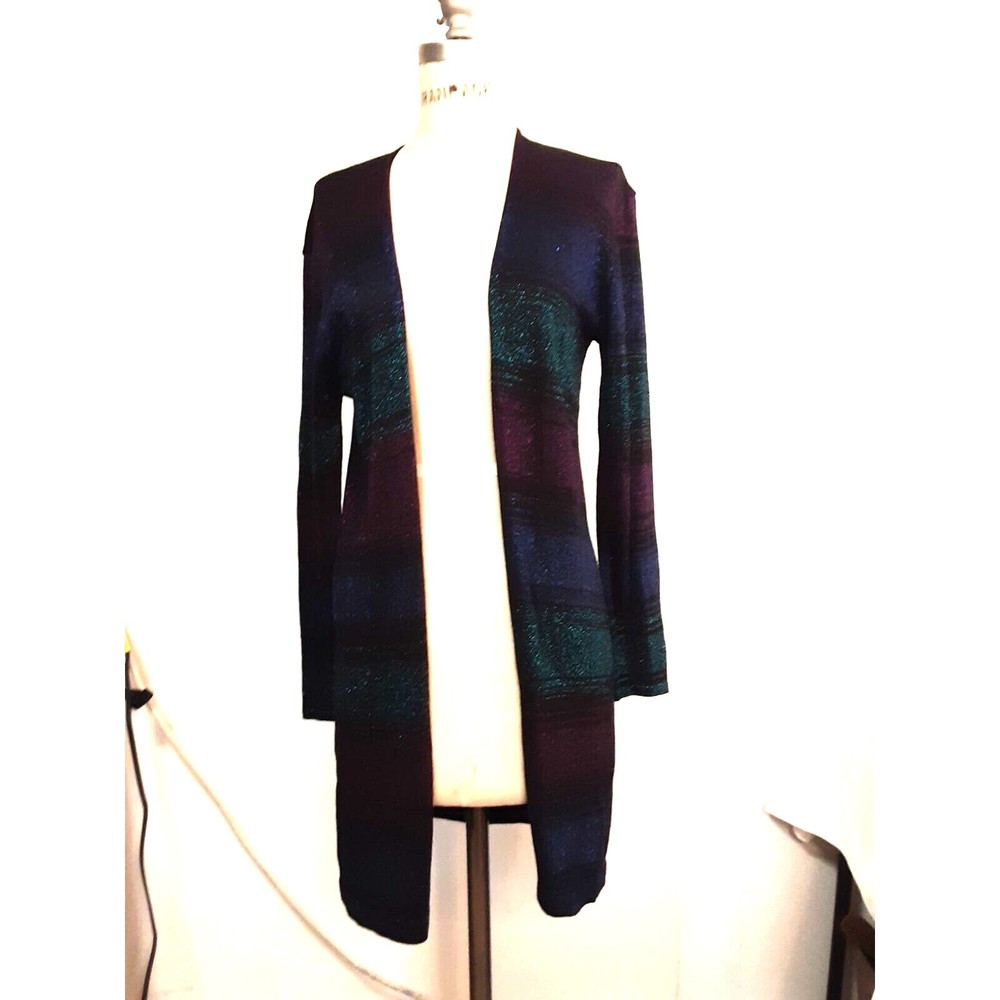 August Silk sweater women medium open front tunic cardigan NTW